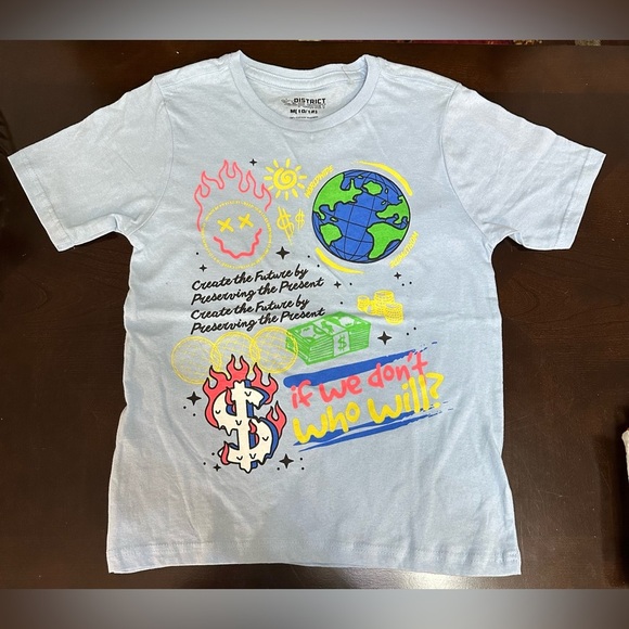 Kids Cotton Short Sleeve Shirt - Unisex District Planet - Picture 2 of 5